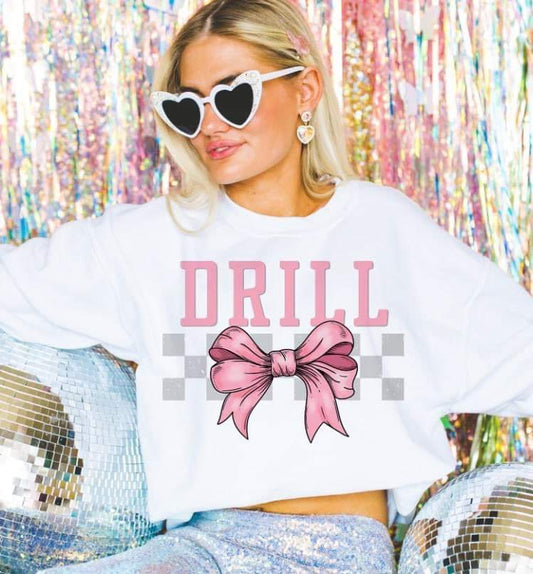 Drill Coquette Bow Gray Checkered- DTF