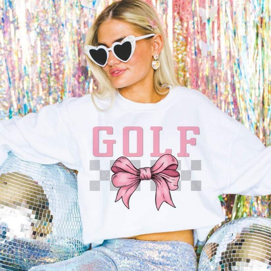 Golf Coquette Bow Gray Checkered- DTF