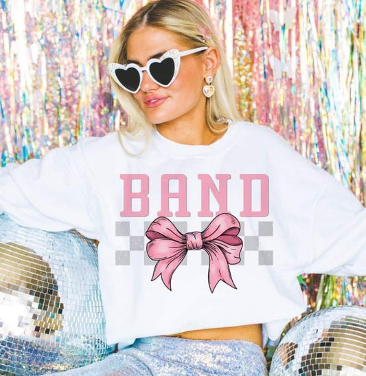 Band Coquette Bow Gray Checkered- DTF
