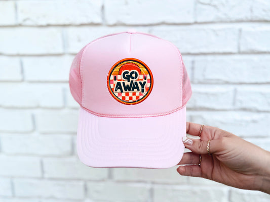 Go Away Checkered Faux Hat Patch - DTF