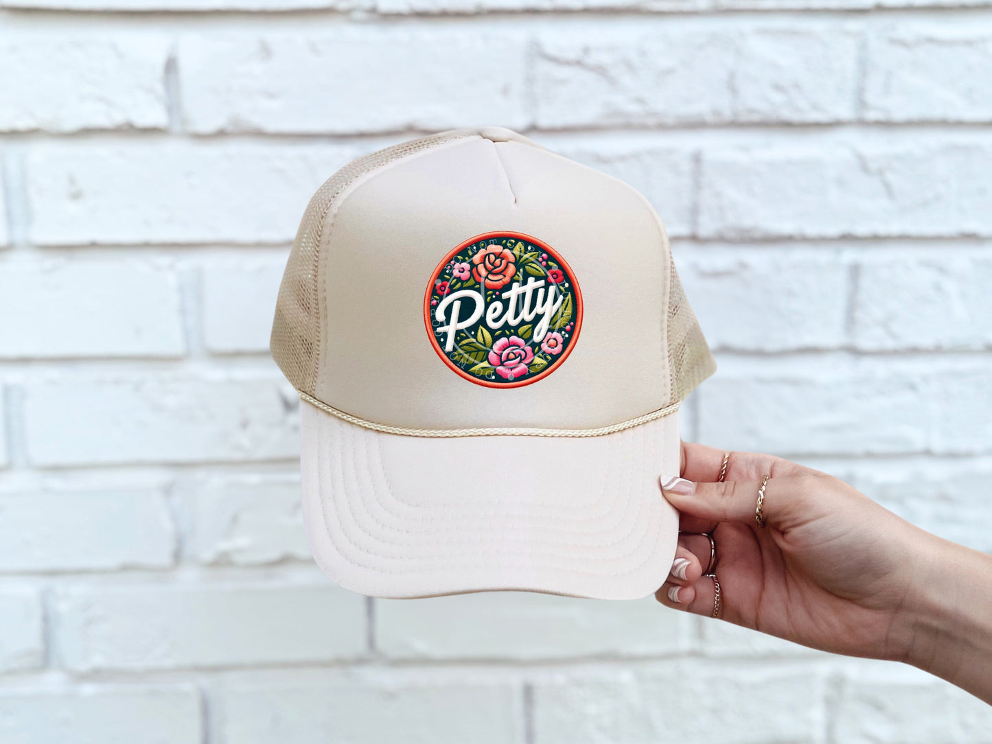 Petty Floral Circle Faux Hat Patch - DTF