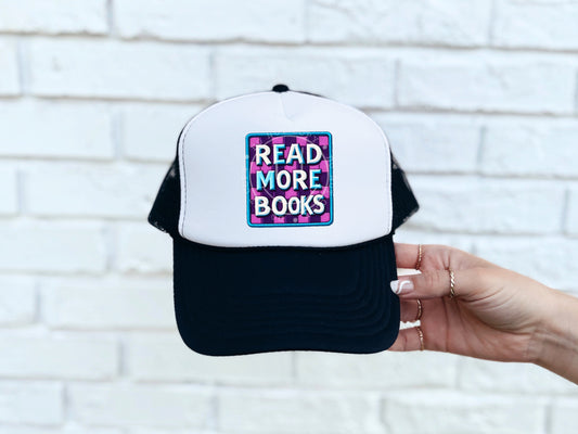 Read More Books Checkered Faux Hat Patch - DTF