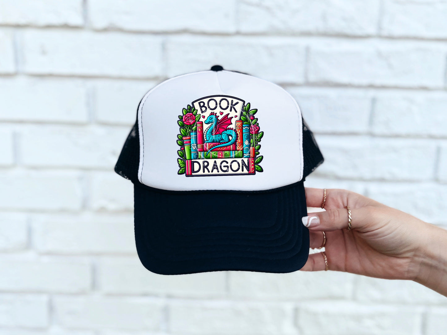 Book Dragon Faux Hat Patch - DTF