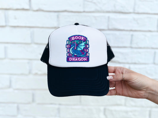 Book Dragon Purple Faux Hat Patch - DTF