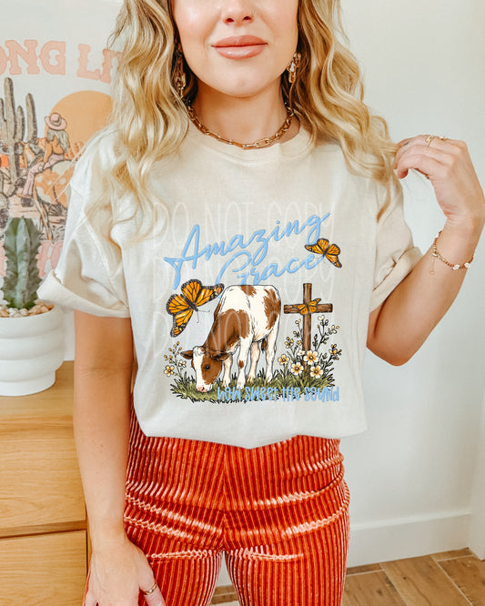 Amazing Grace cow cross -DTF&UV