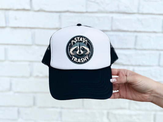 Stay Trashy Raccoon Faux Hat Patch - DTF