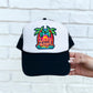 Lazy Days Neon Palm Trees Faux Hat Patch - DTF