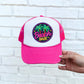 Beach Babe Bright Palm Tree Circle Faux Hat Patch - DTF