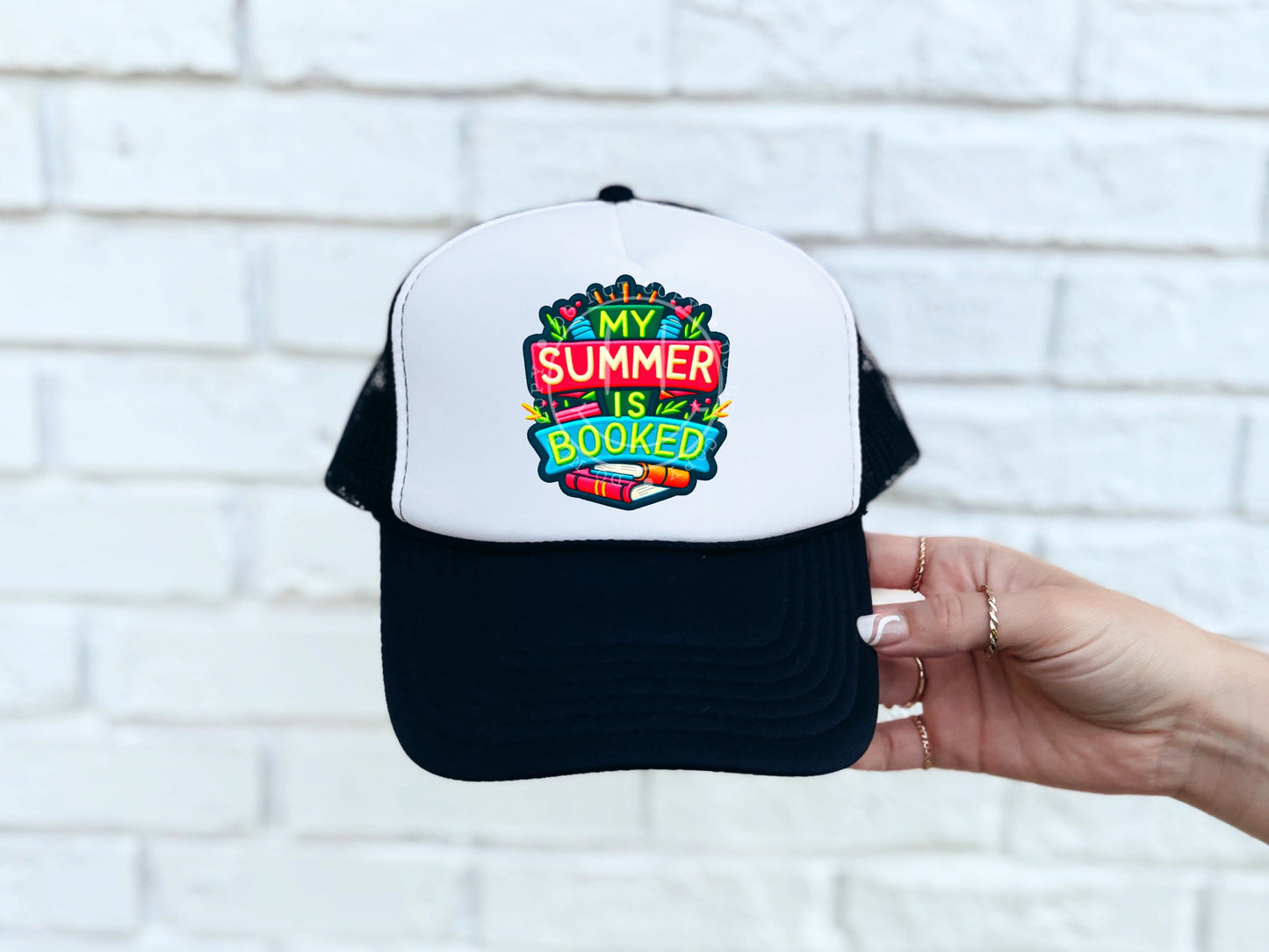 My Summer Is Booked Neon Faux Hat Patch - DTF