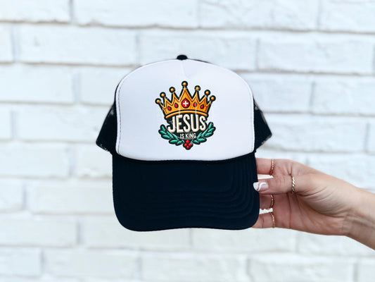 Jesus Is King Crown Faux Hat Patch - DTF