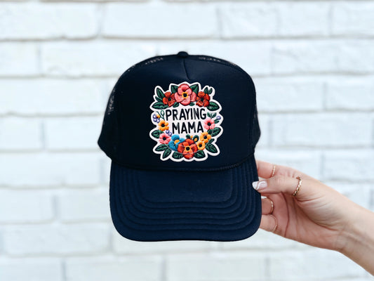 Praying Mama Floral Faux Hat Patch - DTF