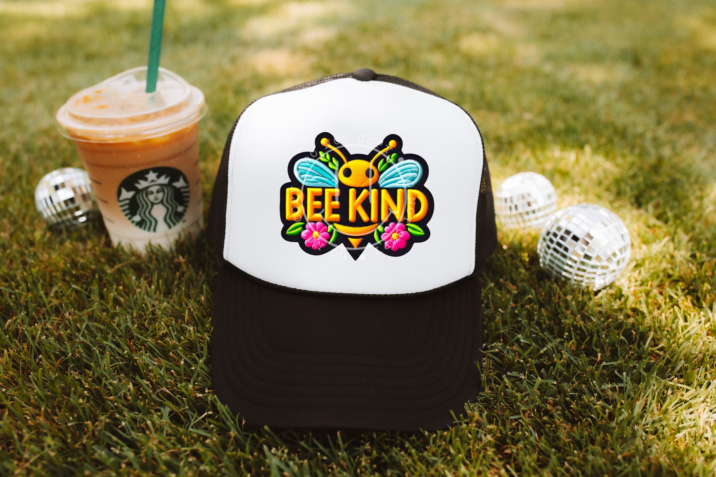 Bee Kind Bright Faux Hat Patch - DTF