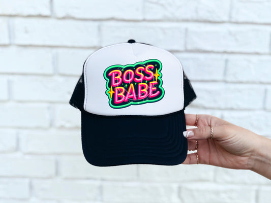 Boss Babe Neon Faux Hat Patch - DTF