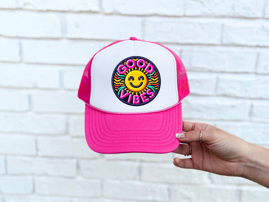 Good Vibes Sun Circle Faux Hat Patch - DTF