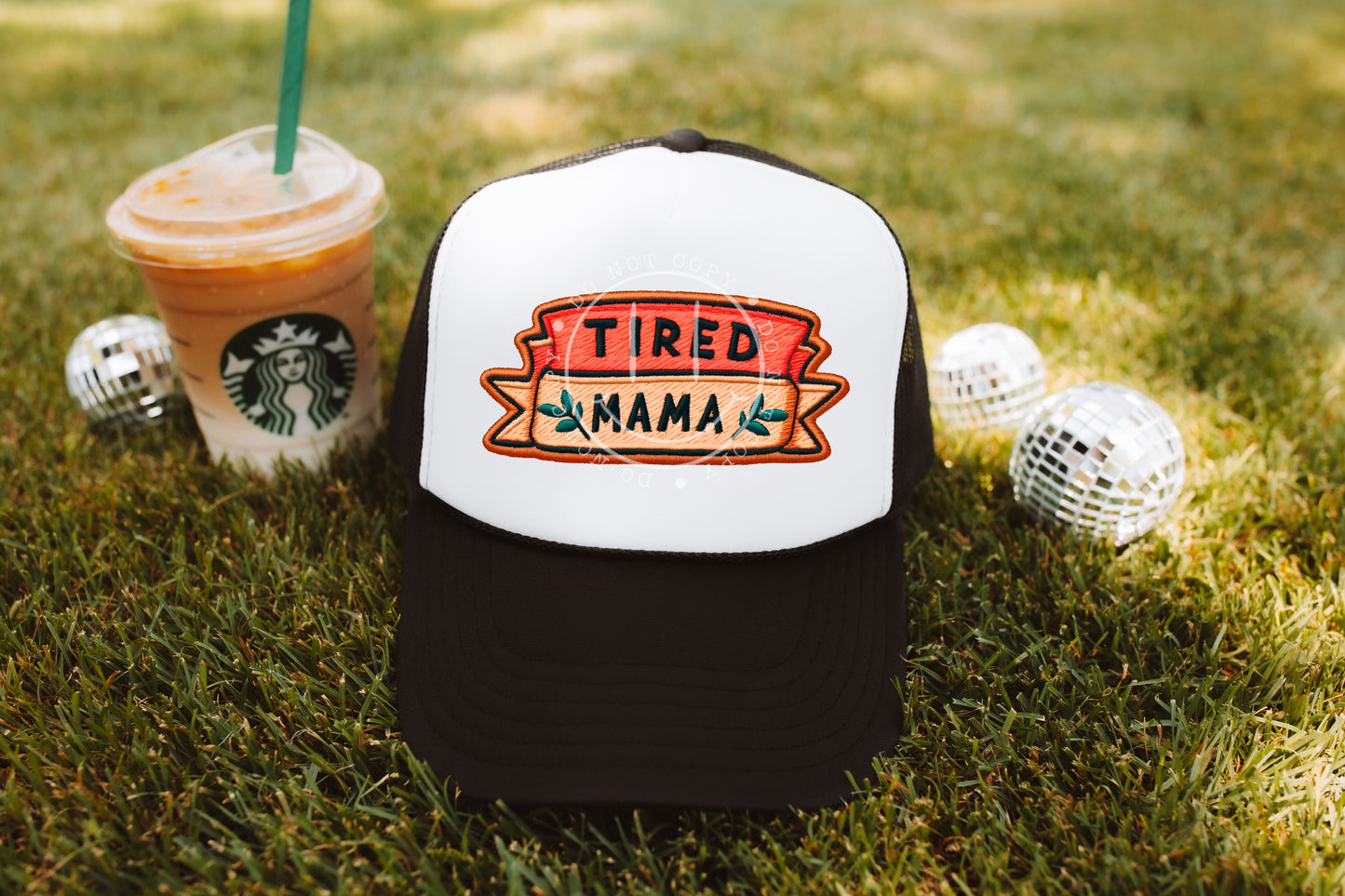 Tired Mama Banner Faux Hat Patch - DTF