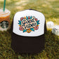 Good Vibes Pink & Orange Floral Faux Hat Patch - DTF