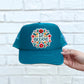 Just Breath Bright Floral Circle Faux Hat Patch - DTF