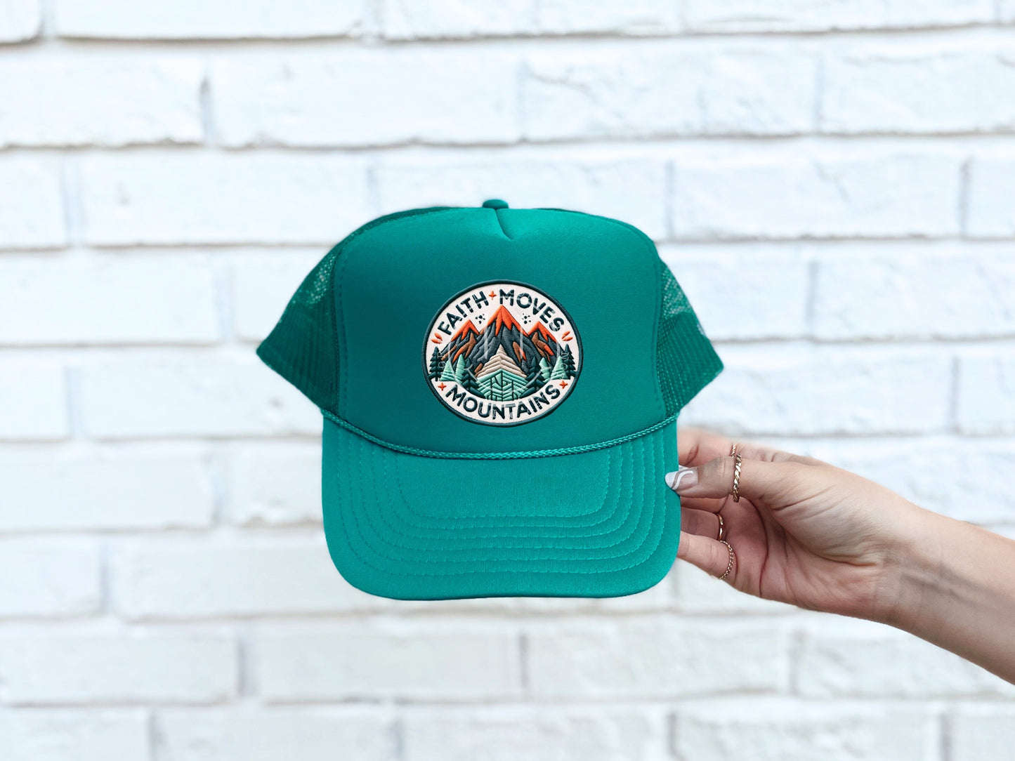 Faith Moves Mountains Circle Faux Hat Patch - DTF