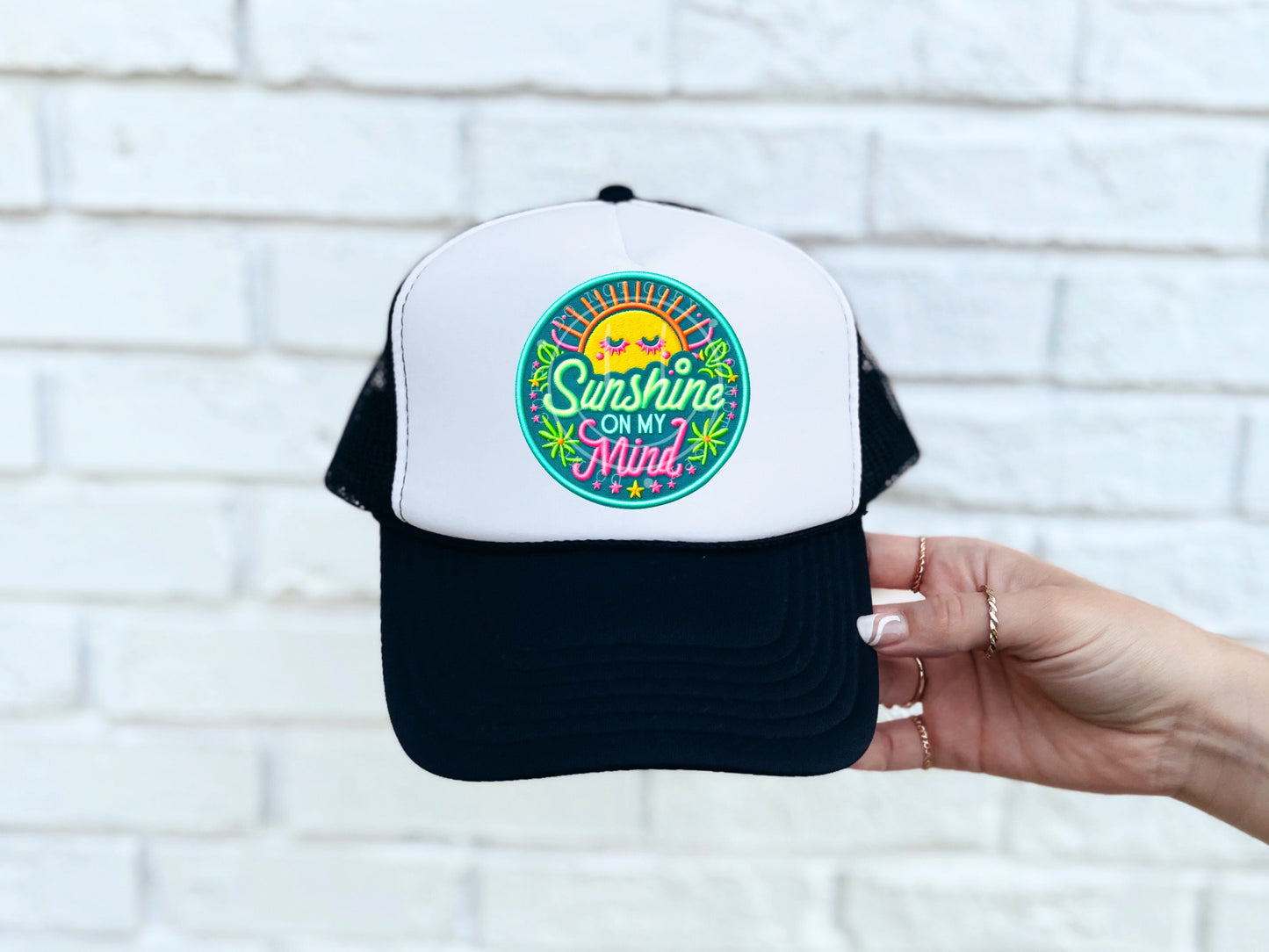 Sunshine On My Mind Bright Circle Faux Hat Patch - DTF