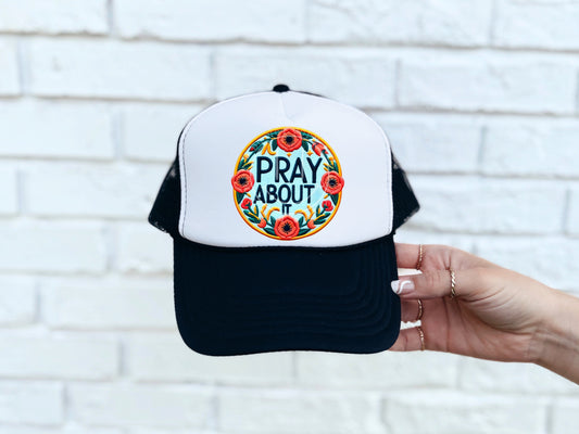 Pray About It Floral Faux Hat Patch - DTF