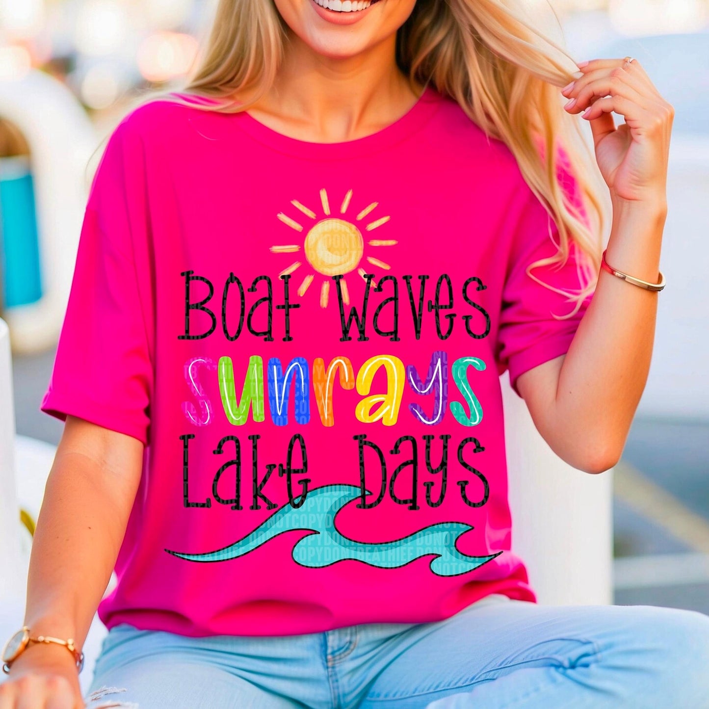 Boat Waves Sun Rays Lake Days DTF – ABIDesignstore