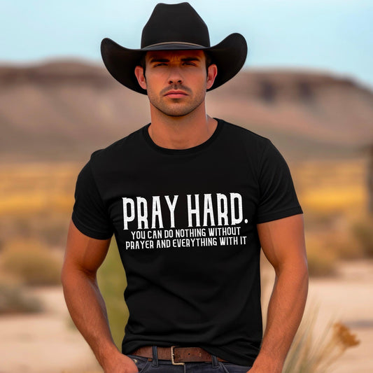 Pray Hard Wht - DTF