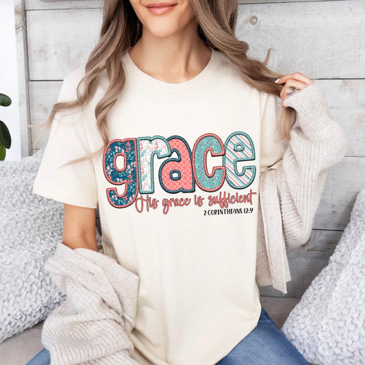 Grace Floral Faux Embroidery - DTF