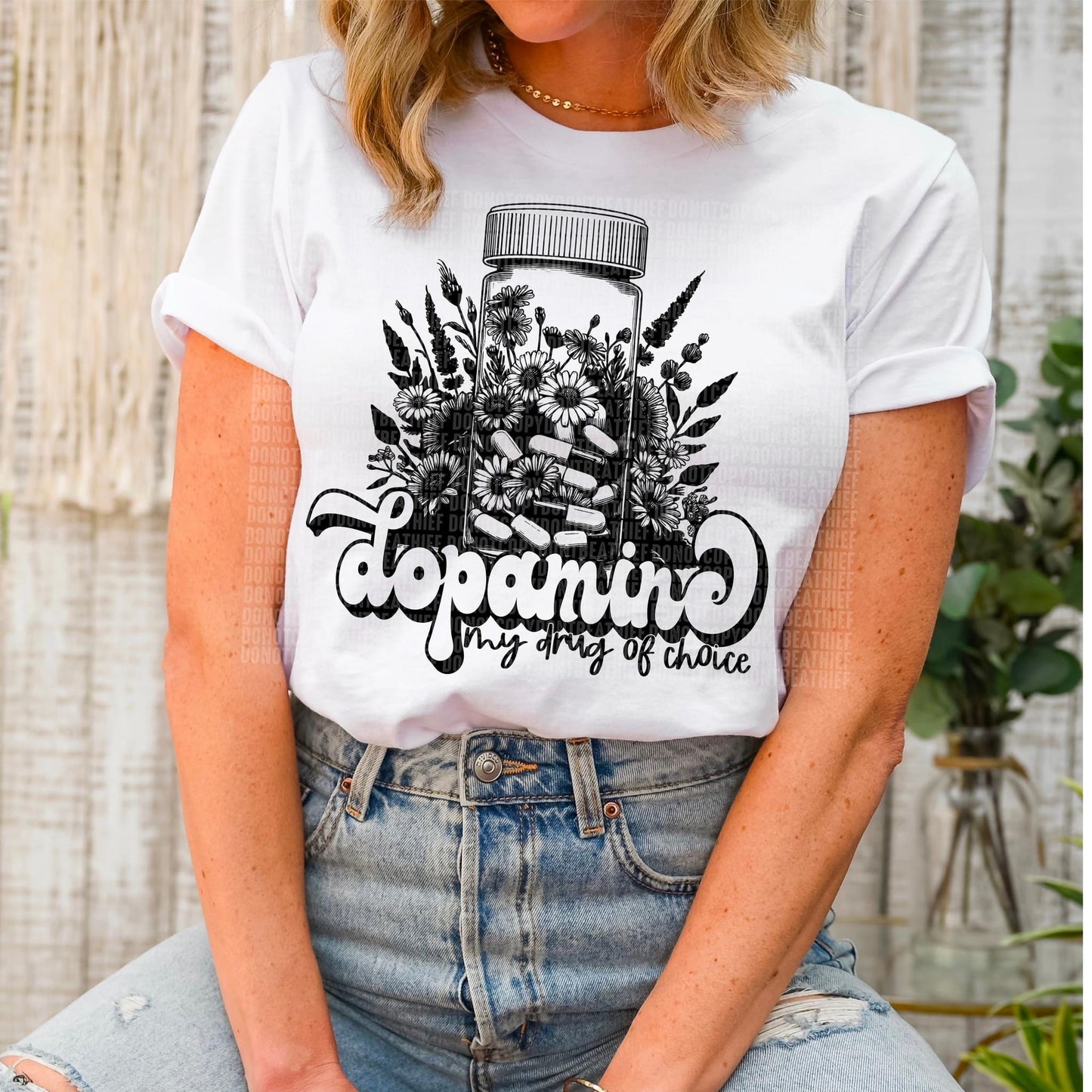 Dopamine My Drug Of Choice Floral Blk - DTF