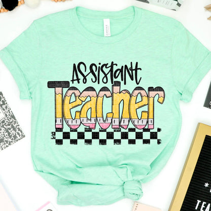 Teaching Titles Pencil Checkered (DROPDOWN) - DTF