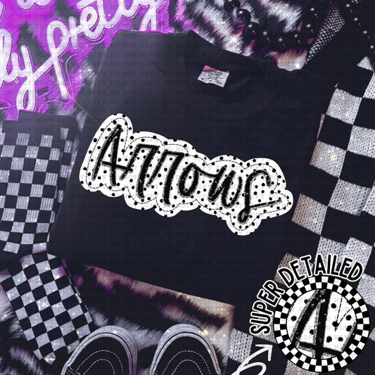 Arrows Black And White Polka Dot Faux Stitch - DTF