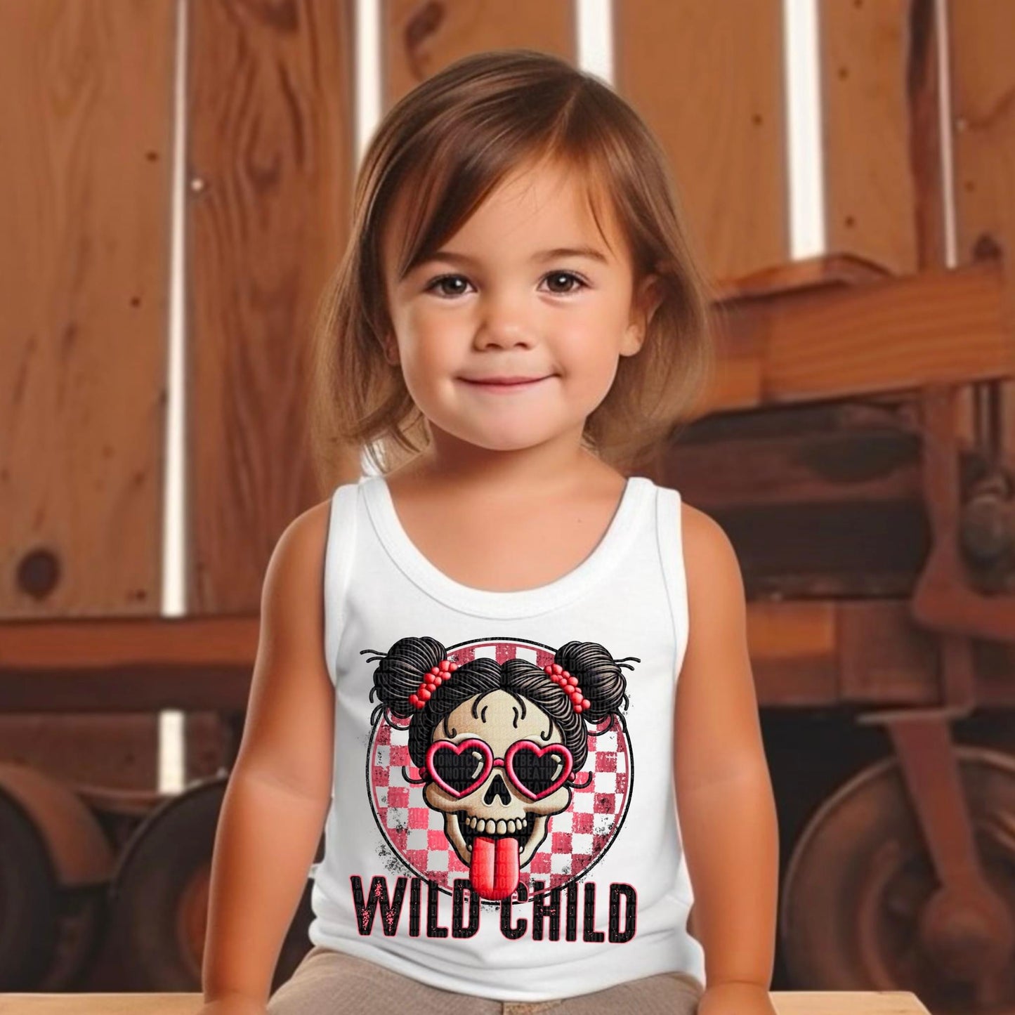 Wild child checkered faux embroidery - DTF