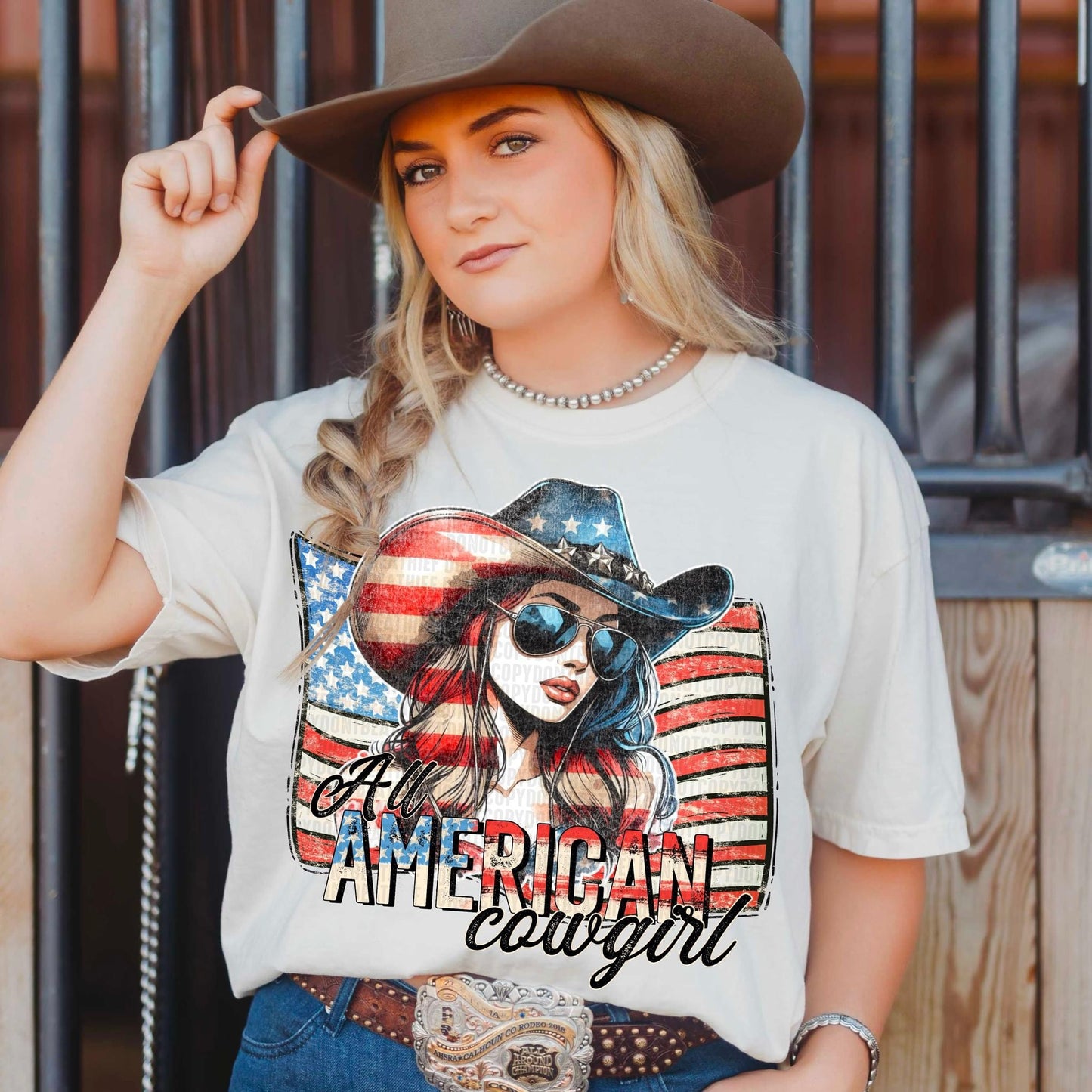 All American cowgirl distressed - DTF