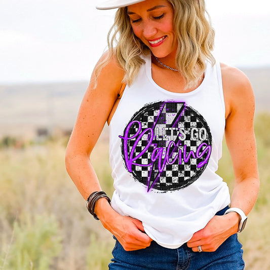 Let’s go racing purple checkered - DTF