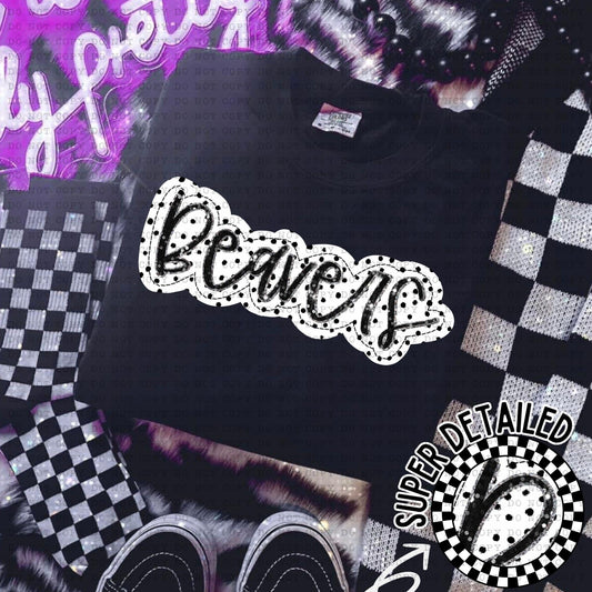 Beavers Black And White Polka Dot Faux Stitch - DTF