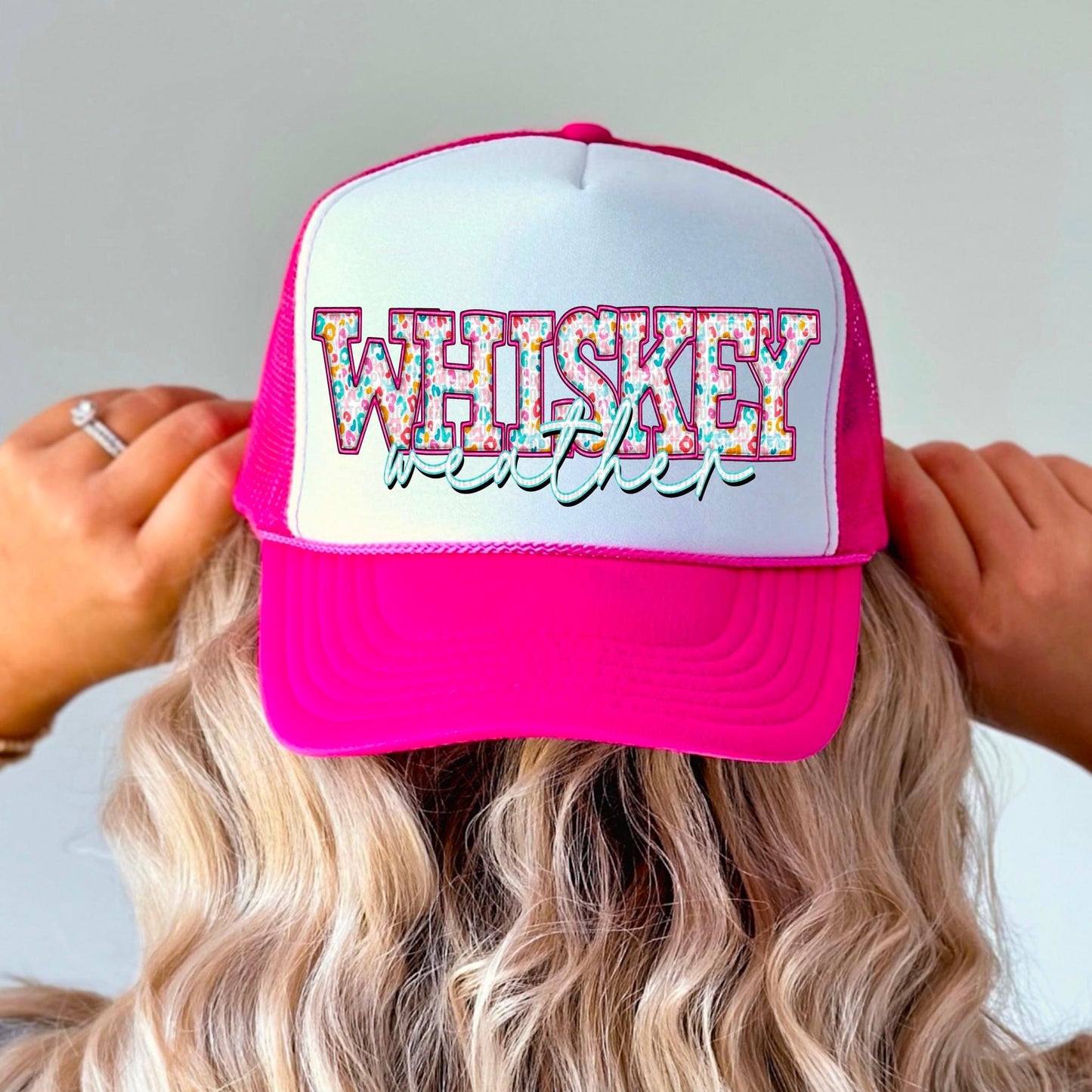Whiskey Weather Faux Leopard Embroidery Hat - DTF