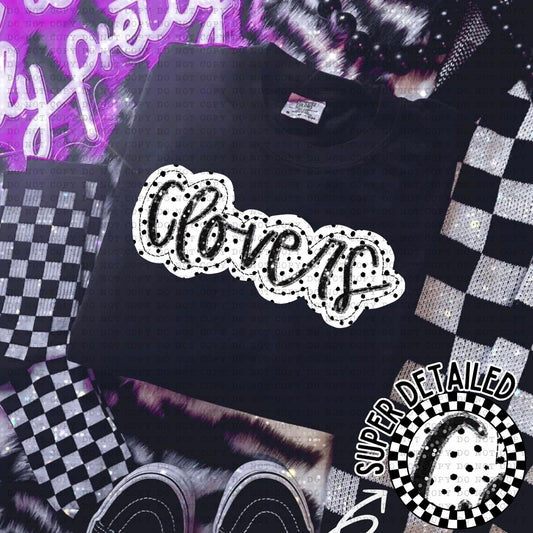 Clovers Black And White Polka Dot Faux Stitch - DTF