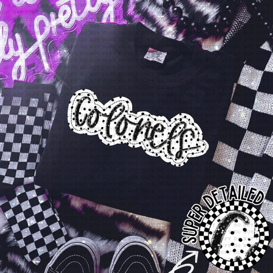 Colonels Black And White Polka Dot Faux Stitch - DTF