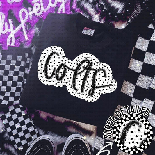 Colts Black And White Polka Dot Faux Stitch - DTF