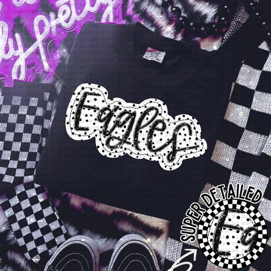 Eagles Black And White Polka Dot Faux Stitch - DTF