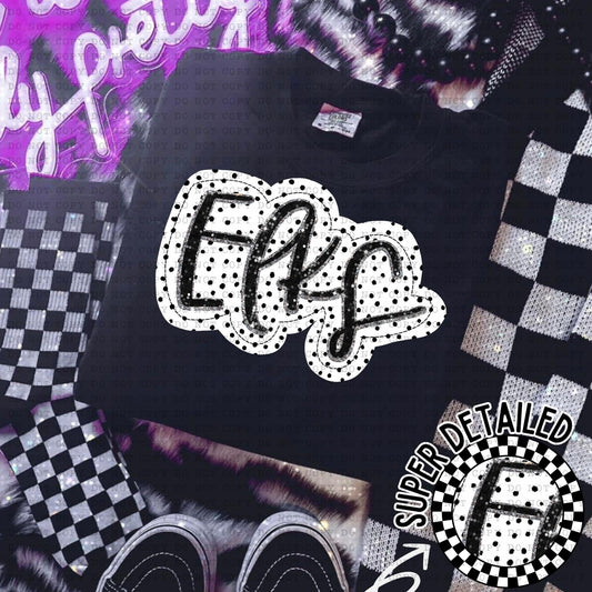 Elks Black And White Polka Dot Faux Stitch - DTF
