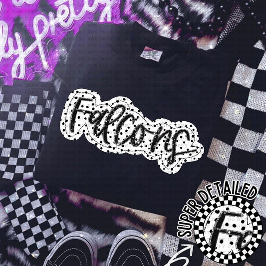Falcons Black And White Polka Dot Faux Stitch - DTF