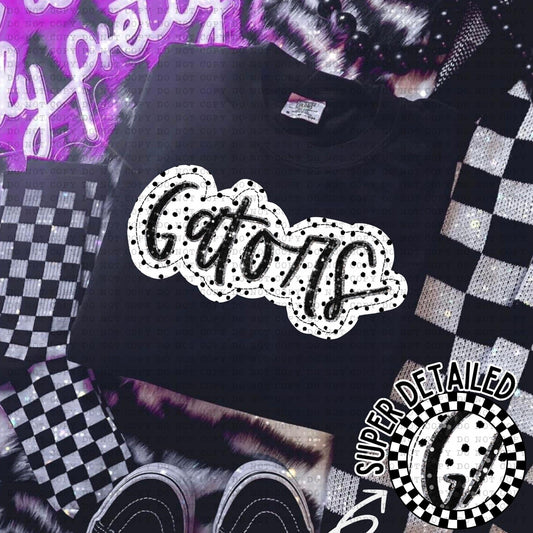 Gators Black And White Polka Dot Faux Stitch - DTF