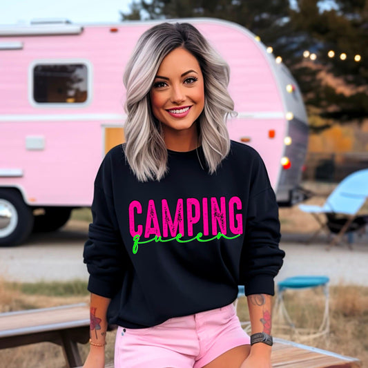 Camping Queen Pink And Green - DTF