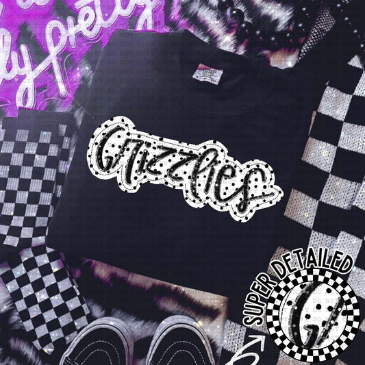 Grizzlies Black And White Polka Dot Faux Stitch - DTF