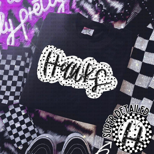 Hawks Black And White Polka Dot Faux Stitch - DTF