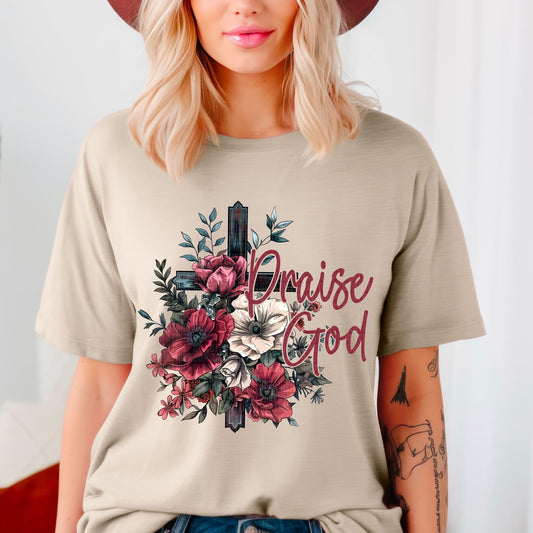 Praise God Pink And White Floral - DTF