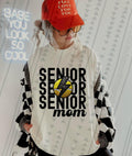 Senior Mom Stacked Tennis Faux Embroidery - DTF