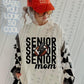 Senior Mom Stacked Football Faux Embroidery - DTF