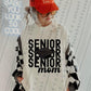 Senior Mom Stacked Graduation Cap Faux Embroidery - DTF