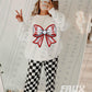 Baseball Coquette Bow Faux Embroidery Sequin - DTF